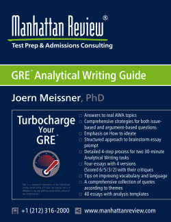 GRE Analytical Writing Guide GRE Analytical Writing Guide